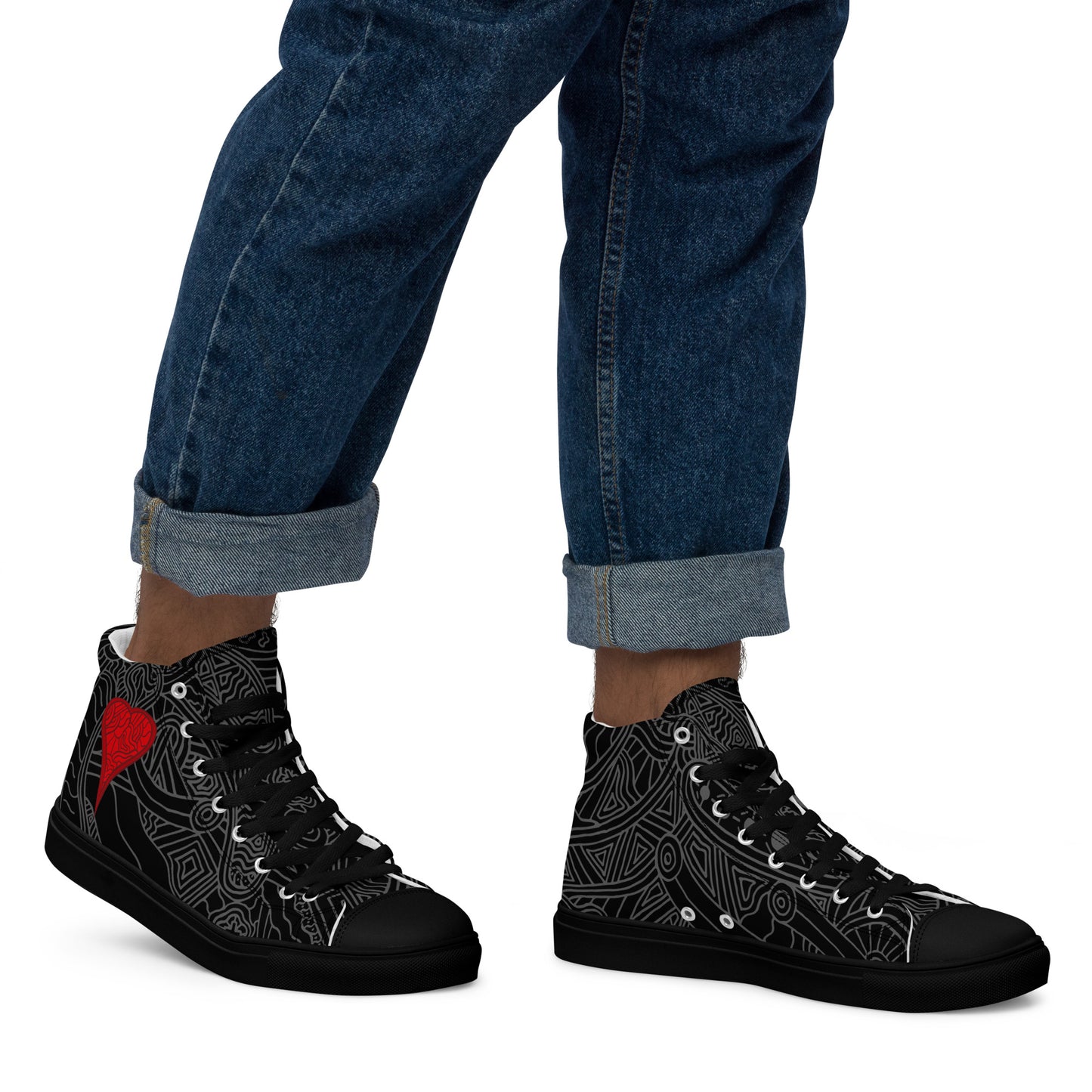 The Heart Men’s high top canvas shoes